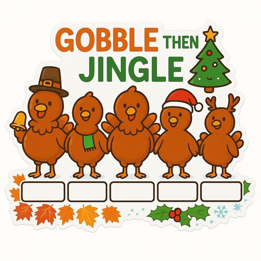 Gobble Then Jingle Thanksgiving Christmas Magnet Fall to Holiday‎ Car or Door